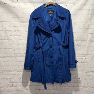 London Fog royal blue hooded trench coat Woman’s Size Medium